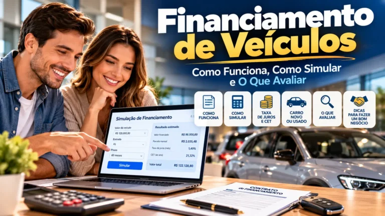 Financiamento de veículos com simulação de parcelas, juros e CET